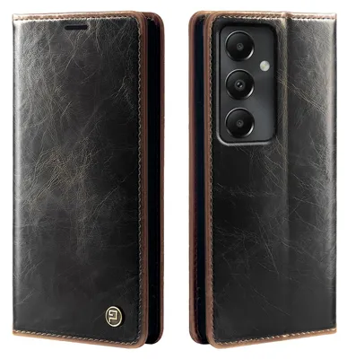Produktbild von Handyhülle für Samsung Galaxy S24 FE Kunstleder Klapphülle Vintage Cover Hülle RFID Schutz Case Kartenfach Farbe: Dunkelbraun