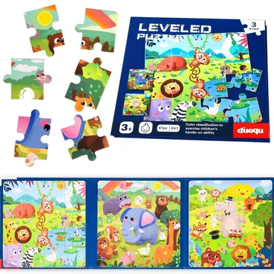 Immagine prodotto di Puzzle magnetici per bambini piccoli, set da 61 pezzi con animali, giocattolo educativo da viaggio per bambini dai 2 ai 5 anni