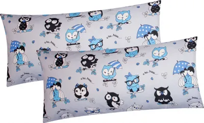 Produktbild von Renforcé Kissenbezug - 2er Set in 40x80cm - Eule Tiere Vögel - Kopfkissen-Bezug, Kissenhülle, Doppelpack in 100% Baumwolle, Kinder (EW-Eule-40x80)