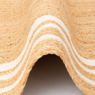 Produktbild von Naturfaser Teppich Handgefertigt Jute, Größe:120x170 cm, Design:Bordüre Creme