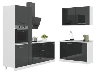 Obrázek produktu pro Kuchyně Vicco Fame-Line Antracitový vysoký lesk/Bílá 220 x 120 cm, PD Mramor, Model 65009