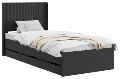 Produktbild von vidaXL Bettgestell mit Stauraum und Kopfteil Schwarz 90 x 190 cm