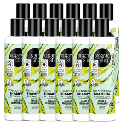 Productafbeelding van 12 flessen Organic Shop Versterkend Shampoo met Algen en Citrongras - 280 ml - Voordeelverpakking - 12 stuks
