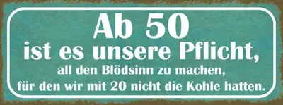 Produktbild von vianmo Holzschild 10x27 cm Ab 50 Pflicht Blödsinn machen Dekoration
