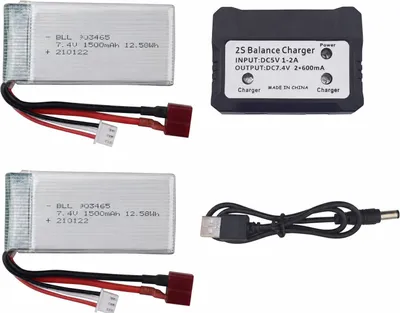 Produktbild von YUNIQUE GREEN-CLEAN-POWER 2x Li-Ion Akku 7,4V 1500mAh mit USB 2-in-1 Ladegerät für RC Auto 9200 9200E HB101 9202E 9203E YC300 HM101 9125
