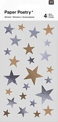 Image de Autocollants de Noël étoiles or/argent 4 feuilles