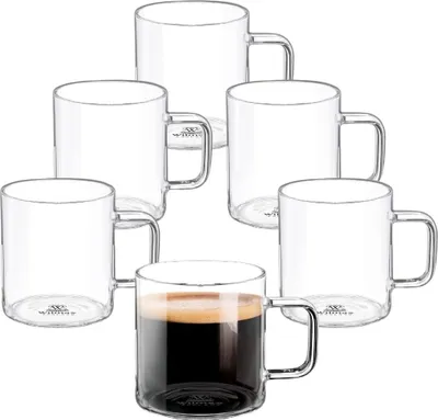 Productafbeelding van Wilmax glazen bekers, 500 ml, set van 6, transparant, gemaakt van borosilicaatglas
