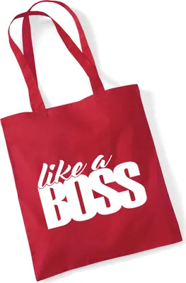 Produktbild von Huuraa Jutebeutel like a Boss Spruch 10 Liter Classic Red Baumwolle Tasche Geschenkidee