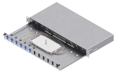 Produktbild von EasyLan LWL-Spleißbox Grade C 19-Zoll 1HE, 12 Ports, 6x LC-Duplex, OS2