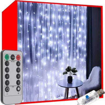 Obrázok produktu pre Svetelný záves 300 LED USB-cool white KŚ19766