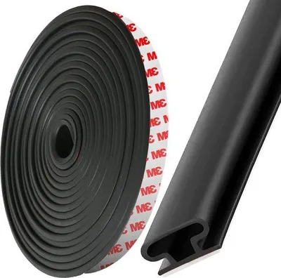 Image de Joint autocollant pour cadres de fenêtres et de portes - Isolation phonique - Profilé en L - Bande de revêtement - Anti-fissures - Étanche à la poussière - 6 mètres - Noir