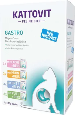 Produktbild von Kattovit Feline Diet Gastro Multipack – Frischebeutel Nassfutter 5 x 12 x 85 g