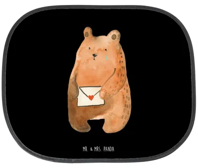 Produktbild von Mr. & Mrs. Panda Sonnenschutz Pkw Bär Liebesbrief - Schwarz - Geschenk, Freund, Scheibenschutz Auto, Sonnenblende, Teddy, Freundin, Liebeskummer, Seitenfenster, für
