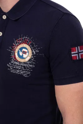 Zdjęcie produktu dla NAPAPIJRI – Koszulka polo męska z naszywką z logo – rozmiar L