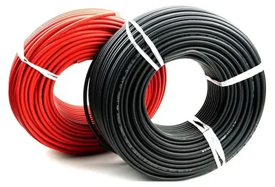 Image de Câble solaire, cuivre étamé, résistant aux UV, rouge et noir, 6 AWG - 16 mm², bobine de 10 mètres