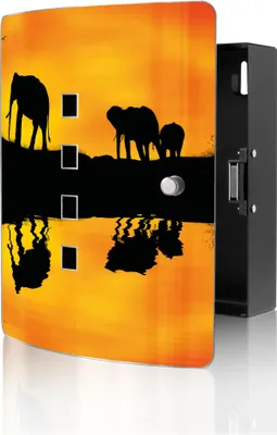 Produktbild von banjado Design Schlüsselkasten aus Edelstahl für 10 Schlüssel, Schlüsselschrank 24 x 21,5 x 7cm groß mit Magnetverschluss,  Afrika [BWSK 10001]