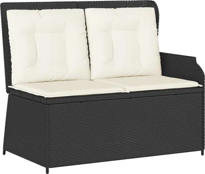 Produktbild von vidaXL Gartenbank mit Kissen Schwarz und Cremeweiß Poly-Rattan