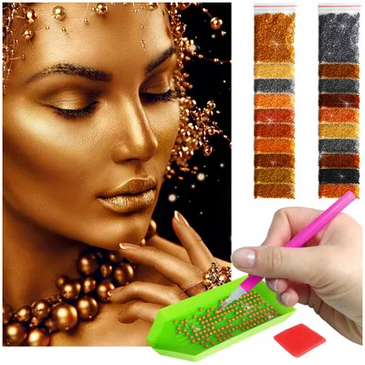 Produktbild von ARTULIO - Diamond Painting Set - Goldenes Frauenporträt Glamour - 60 x 40 cm - Groß XXL - Crystal Art, Bilder DIY, Home Wand Deko