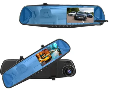 Obrázok produktu pre Zrkadlová kamera do auta, 4,3 palca - Full HD 1080P - DVR (digitálny video rekordér) - Nočné videnie - Detekcia pohybu - Čierna