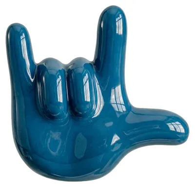 Produktbild von Blauer „Ich liebe dich“ - Handtuchhaken aus Keramik für Heizkörper, Handtuchheizkörper und Wand
