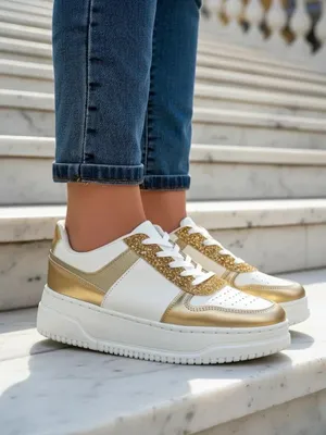 Zdjęcie produktu dla Bella Glamour Złoty Sneakers Damskie, rozmiar 39