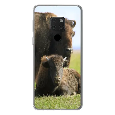 Produktbild von MuchoWow® Handyhülle Schutzhülle Hülle für Huawei P40 Lite Büffel - Gras - Kalb Silikon Softcase Handy Hülle - Handy