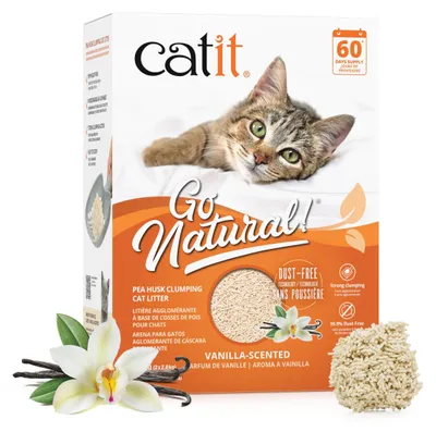 Immagine prodotto di Catit Go Natural!, lettiera per gatti a base di baccelli di pisello, con fragranza di vaniglia, 2 x 2,8 kg (5,6 kg)