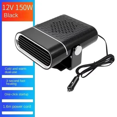 Produktbild von Auto-Heizlüfter 12 V / 24 V mit Thermostat, Scheibenentfroster und Entnebelungsfunktion - 12V Schwarz