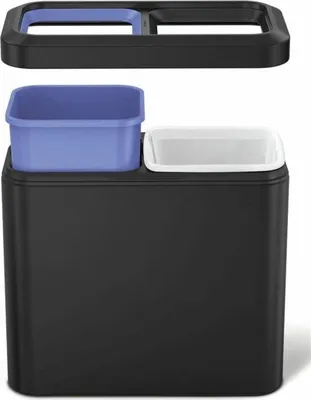 Produktbild von Simplehuman Abfallbehälter für sortierten Abfall 10/10 l, offen, mattschwarzer Stahl
