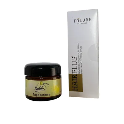 Produktbild von Tolure Cosmetics HAIRPLUS 3 ml Wimpernserum und Neofelis Tagescreme 50 ml