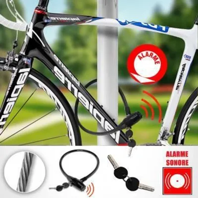 Produktbild von Captelec Alarm Schloß mit Stahlseil und Sirene für Fahrrad Motorroller Gartenmöbel Rasenmäher Schuppentür Garagentür