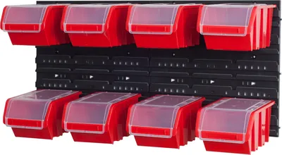 Produktbild von Set Wandregal Boxen 8 Stapelboxen  rot