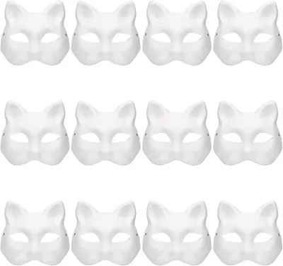 Productafbeelding van Therian maskers - Set van 12 - Kattenmaskers om te beschilderen voor cosplay en maskerades