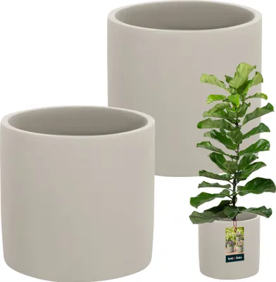 Zdjęcie produktu dla KOTARBAU® Doniczka ceramiczna duży cylinder etno ⌀ 20 cm wysokość 20 cm 2 szt. doniczka ceramiczna doniczka betonowa wygląd małe doniczki ceramiczne rośliny doniczkowe