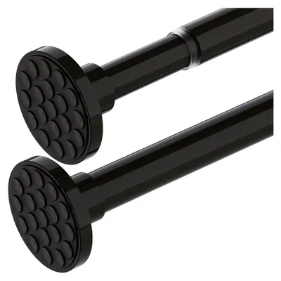 Produktbild von Duschstange ohne Bohren, ausziehbare Gardinenstange zum Klemmen, Teleskopstange für Vorhänge und Duschvorhänge, Schwarz (85-220 cm, Φ32 mm)