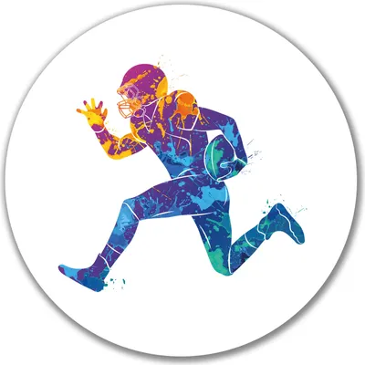 Produktbild von Huuraa Aufkleber Football Spieler bunte Silhouette 10cm rund Sticker Geschenkidee