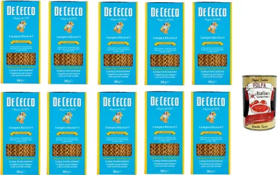 Produktbild von De Cecco Le Specialità Lasagna Riccia N°1, 100% Italienisch Pasta Nudeln 10x 500g + Italian Gourmet Polpa 400g