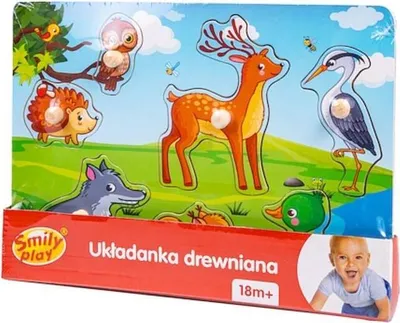 Produktbild von Holzpuzzle Waldtiere mit Griffen, aus Holz, 30x22x0,8 cm, für Kinder ab 3 Jahren