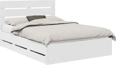 Zdjęcie produktu dla vidaXL Rama łóżka z szufladami biała 140 x 190 cm Drewno sosnowe