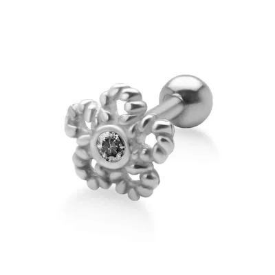 Produktbild von Ohrring Helix Ohrpiercing 925 Sterling Silber Seil-Blume mit Glaskristall in verschiedenen Farben Verschlusskugel - 4 mm Farbe - Transparent