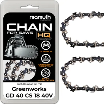 Image de 2x chaîne de tronçonneuse 40cm 1,1mm 3,8" 57TG pour Greenworks GD 40 CS 18 40V