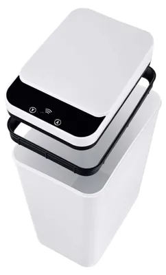 Image de Ensemble de poubelles de cuisine à capteur, 9 L et 15 L, noir et blanc