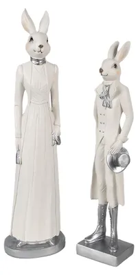 Obrázek produktu pro Clayre & Eef figurka králíka 34 cm bílá polyresinová