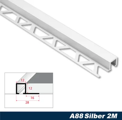 Produktbild von Effector Fliesenschiene aus eloxiertem Aluminium - Fliesenkanten Schutz - (Quadratprofil silber) Winkelprofile Fliesenschienen robust Abschlussschiene