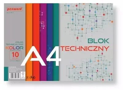 Immagine prodotto di Blocco tecnico A4 Premium a colori, 180 g, 10 fogli - Penword