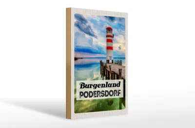 Produktbild von Holzschild Reise 20x30cm Purgenland Podersdorf Leuchtturm