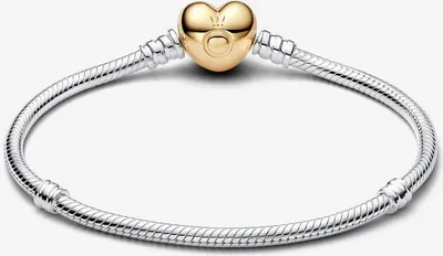 Image de Bracelet Pandora Moments à maillons serpent avec fermoir en forme de cœur 568707C00, bracelet pour femme, tour de poignet : 19 cm
