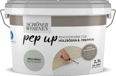 Produktbild von Pep up Renovierfarbe für Holzböden und -treppen Hellgrau seidenmatt 2,5l