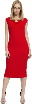 Produktbild von Damen Klassisches Kleid Ärmellos Wasserfallausschnitt; Rot M (38)