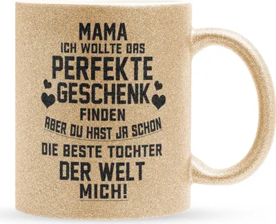 Produktbild von 22Feels Glitzertasse Gold Mama Geschenk von Tochter Muttertag Geburtstag Mutter Weihnachten Frauen Kaffeetasse Haferl Geschenkidee Bürotasse